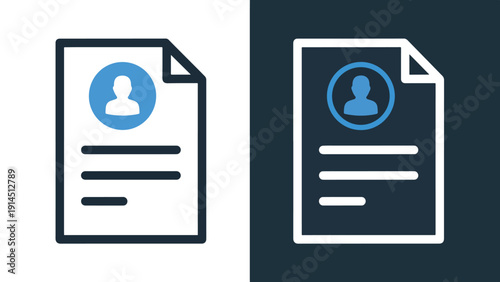 Resume document icons - Blue icon set - Modern style icon - Vector icon set - Glyph and solid icon set - Icon vector - Flat Design Icon - Stock illustration