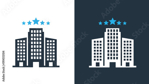 Hotel icon set - Blue icon set - Modern style icon - Vector icon set - Glyph and solid icon set - Icon vector - Flat Design Icon - Stock illustration