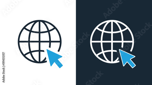 Global interaction icon set - Blue icon set - Modern style icon - Vector icon set - Glyph and solid icon set - Icon vector - Flat Design Icon - Stock illustration