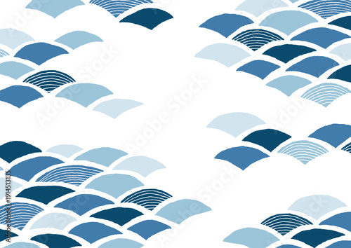 手描きのランダムな波青