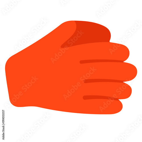 Orange work glove for school activities, student protection, classroom safety, educational projects, campus equipment, and practical learning with vibrant flat design illustration style.
