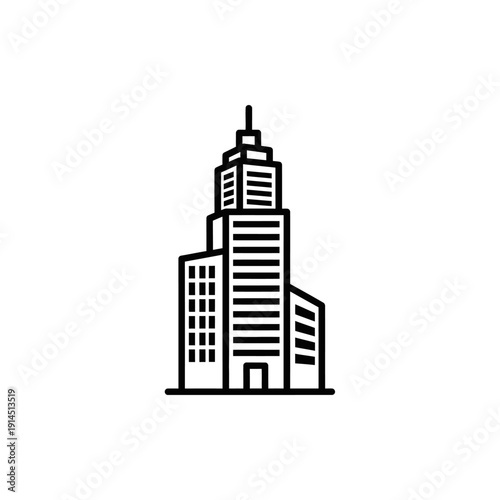 Stylized Outline Image of Modern Skyscraper Building in Urban Environment