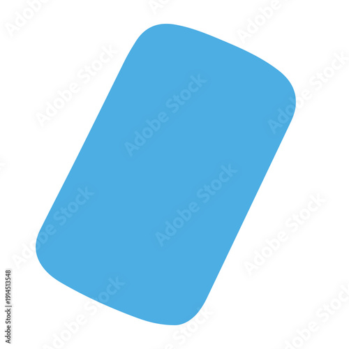 Blue eraser perfect for school writing correction, student supplies, classroom materials, educational tools, note-taking, and academic activities with simple flat design illustration style.