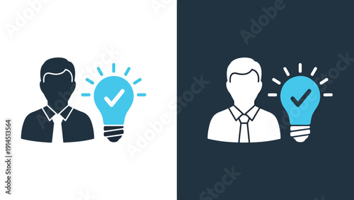 Idea validation - Blue icon set - Modern style icon - Vector icon set - Glyph and solid icon set - Icon vector - Flat Design Icon - Stock illustration