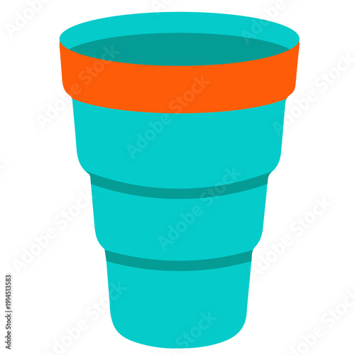 Blue collapsible cup with orange rim perfect for school drinking, student hydration, portable water bottles, outdoor activities, and educational essentials with flat design illustration.