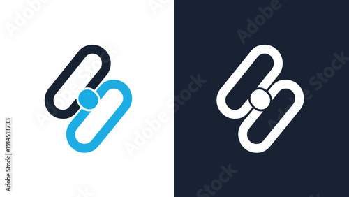 Linked chains icon set - Blue icon set - Modern style icon - Vector icon set - Glyph and solid icon set - Icon vector - Flat Design Icon - Stock illustration