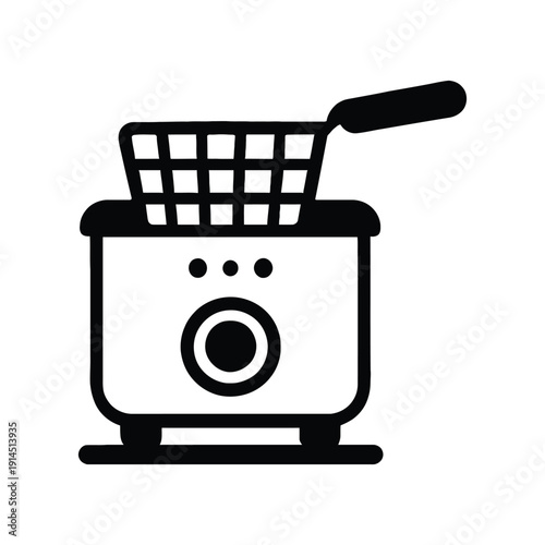 deep fryer icon on white background