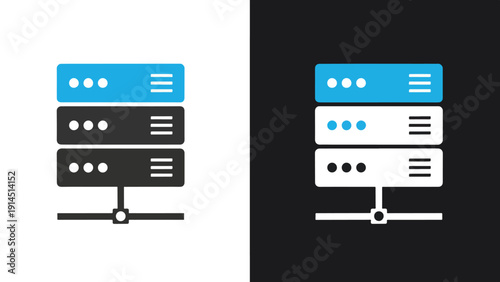 Server icon set - Blue icon set - Modern style icon - Vector icon set - Glyph and solid icon set - Icon vector - Flat Design Icon - Stock illustration