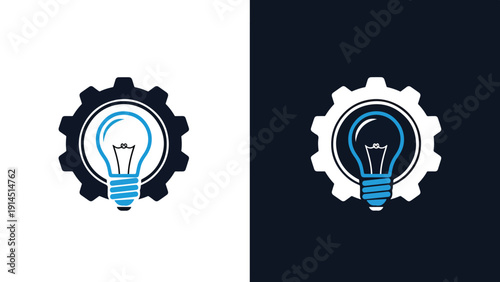 Idea gear icons - Blue icon set - Modern style icon - Vector icon set - Glyph and solid icon set - Icon vector - Flat Design Icon - Stock illustration