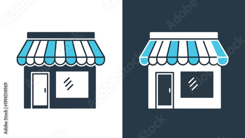 Storefront icons - Blue icon set - Modern style icon - Vector icon set - Glyph and solid icon set - Icon vector - Flat Design Icon - Stock illustration