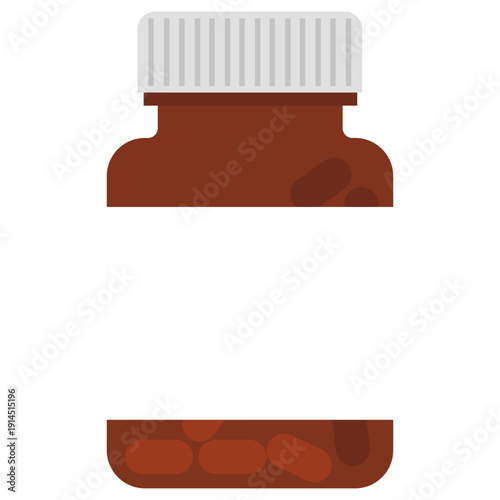 Brown ink bottle perfect for school art classes, calligraphy, drawing, student supplies, classroom creativity, educational materials, and artistic projects with simple flat design illustration style.