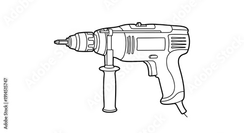 High-Quality Illustration of a Cordless Power Drill for Construction and DIY Projects