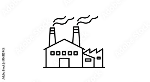 Industrial Factory Emitting Smoke Against Clear Sky in Environmental Scene