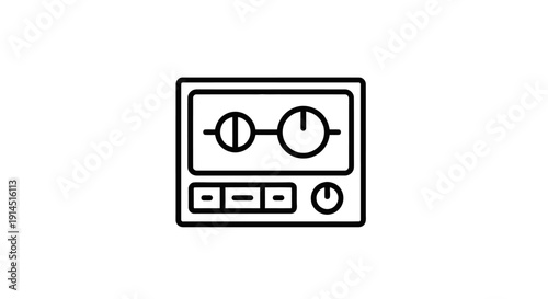 Minimalist Line Art of an Audio Mixer with Control Knobs and Buttons