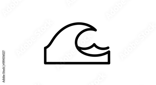 Minimalist Line Art of Surfing Wave Illustration for Ocean Adventure