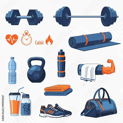 Collection of Essential Fitness Equipment and Accessories for a Complete Workout