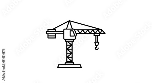 Minimalist Line Drawing of Construction Crane for Industrial and Architecture Themes