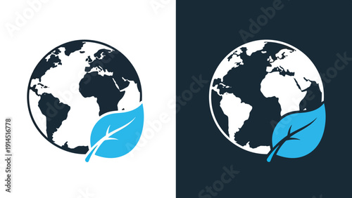 Eco-friendly globe icon set - Blue icon set - Modern style icon - Vector icon set - Glyph and solid icon set - Icon vector - Flat Design Icon - Stock illustration