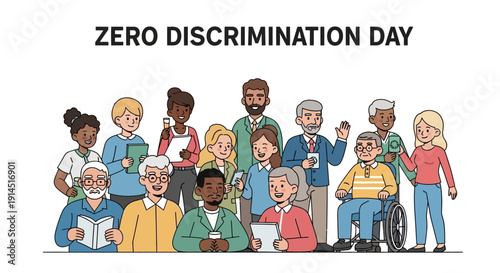 Diverse group of people celebrating Zero Discrimination Day together.