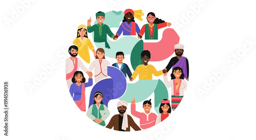 Diverse group of people coming together in unity and solidarity.