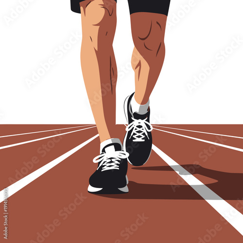 Runner's Legs Walking on Track: Fitness, Sport, and Healthy Lifestyle