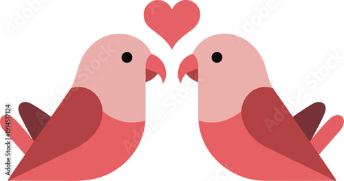 Love Birds Flat Romantic Illustration