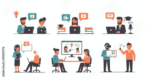 Online Learning and Team Collaboration with Students and Instructors at Computers