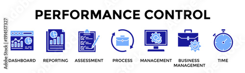 Performance Control Icon Set Collection Pack Banner Web Vector Illustration  Concept Containing Dashboard, Reporting, Assessment, Process, Management, Business Management, Time