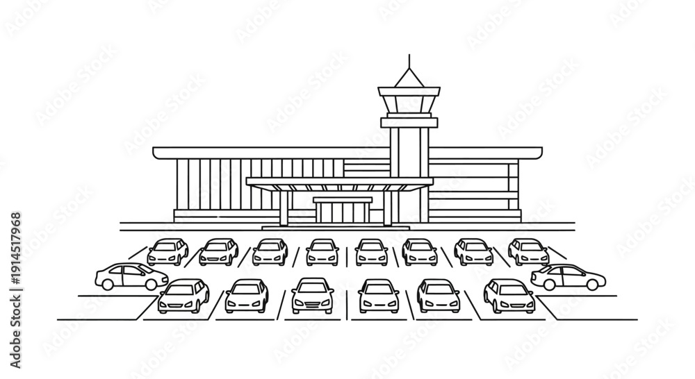 Fototapeta premium Cars parked in a parking lot.