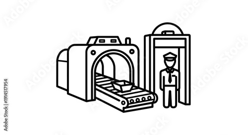 Man standing by security checkpoint machine.