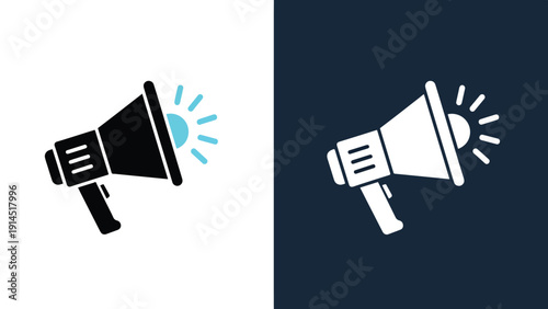 Megaphone icon set - Blue icon set - Modern style icon - Vector icon set - Glyph and solid icon set - Icon vector - Flat Design Icon - Stock illustration