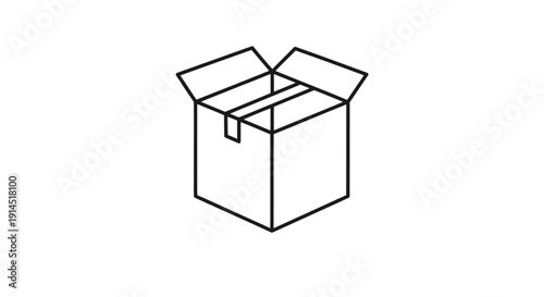 Open cardboard box with flaps lifted, empty container for storage or shipping