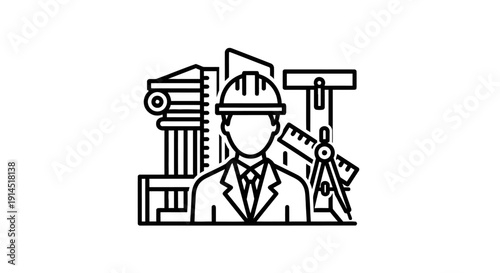 Professional Engineer Analyzing Construction Blueprints in Industrial Environment