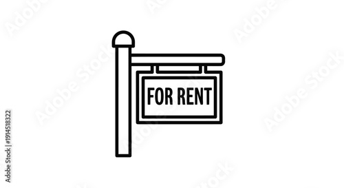 Simple Black and White For Rent Signboard in Urban Environment