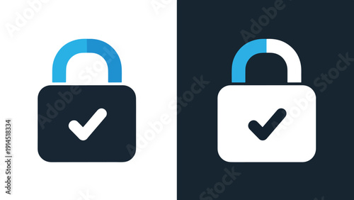 Secure lock icon set - Blue icon set - Modern style icon - Vector icon set - Glyph and solid icon set - Icon vector - Flat Design Icon - Stock illustration