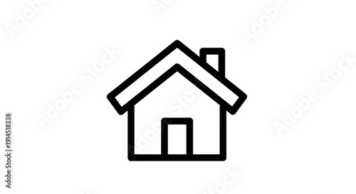Simple Black and White House Icon for Architecture and Housing Design