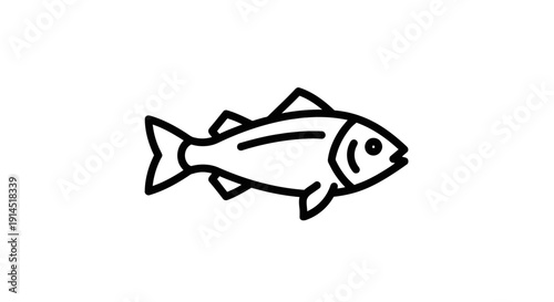 Simple Black and White Illustration of a Fish for Nature and Marine Life Themes