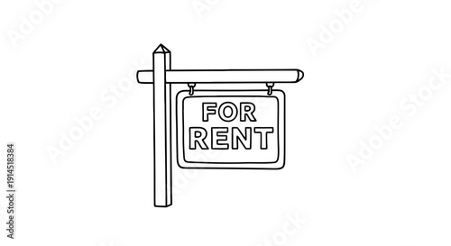 Simple For Rent Signboard Hanging on a Wooden Post for Rental Advertisement