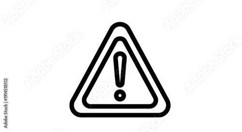 Warning Symbol Icon with Hazard Alert Sign in Black and White