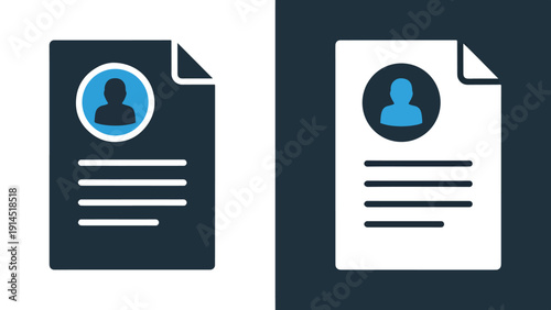 Resume icon set - Blue icon set - Modern style icon - Vector icon set - Glyph and solid icon set - Icon vector - Flat Design Icon - Stock illustration