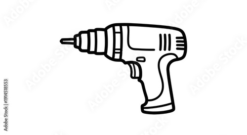 Simple Illustration of a Handheld Power Drill for Construction and DIY Projects