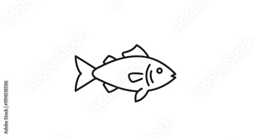 Simple Line Drawing of a Fish for Educational or Artistic Use