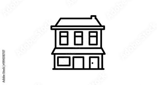 Sketch of a Classic Two-Story Residential House with Traditional Design