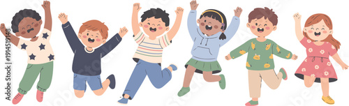 Happy Children Dancing Vector Set Kids Party Fun Illustration