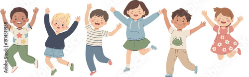 Happy Children Dancing Vector Set Kids Party Fun Illustration