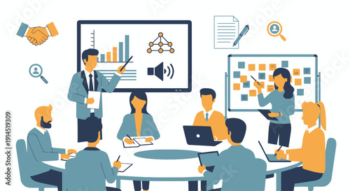 Business team meeting and presentation in conference room