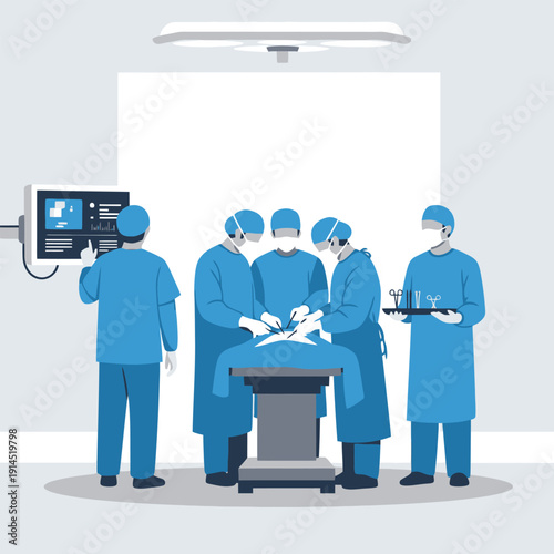 Medical Team Performing Surgery in Operating Room