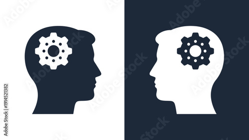 Mind and mechanism - Blue icon set - Modern style icon - Vector icon set - Glyph and solid icon set - Icon vector - Flat Design Icon - Stock illustration