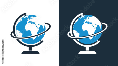 Globe icon set - Blue icon set - Modern style icon - Vector icon set - Glyph and solid icon set - Icon vector - Flat Design Icon - Stock illustration