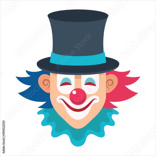 A cheerful cartoon clown wearing a top hat Vector